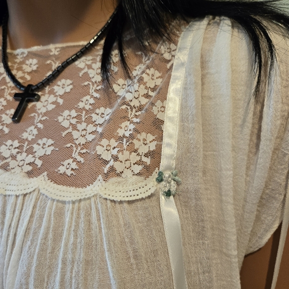 Boho Bride Vintage Boho Wedding Dress/Gauze Pantsuit Lace, Ribbons,Size 7/8,9/10 - Picture 7 of 16